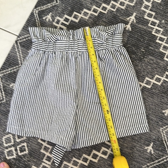 Zara Tie Waist Pinstripe Paperbag Shorts Charcoal White - Picture 6 of 6